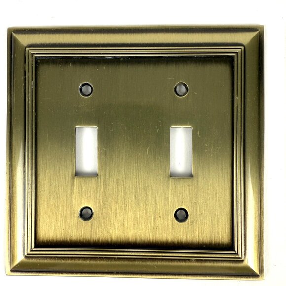 Outlet Box Cover Plate State Star Corp UL Antique Brushed Brass Finish Set of 2 - Picture 2 of 7